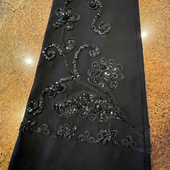 Designs By Naomi Black Beaded, Sequin Wide Leg, High Rise Pants Size Medium - Picture 4 of 14